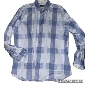 Baugatchi blue plaid shirt size xl